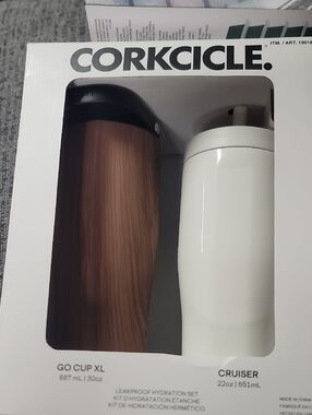 Corkcicle Go Cup XL & Cruiser Set - Woodgrain & White